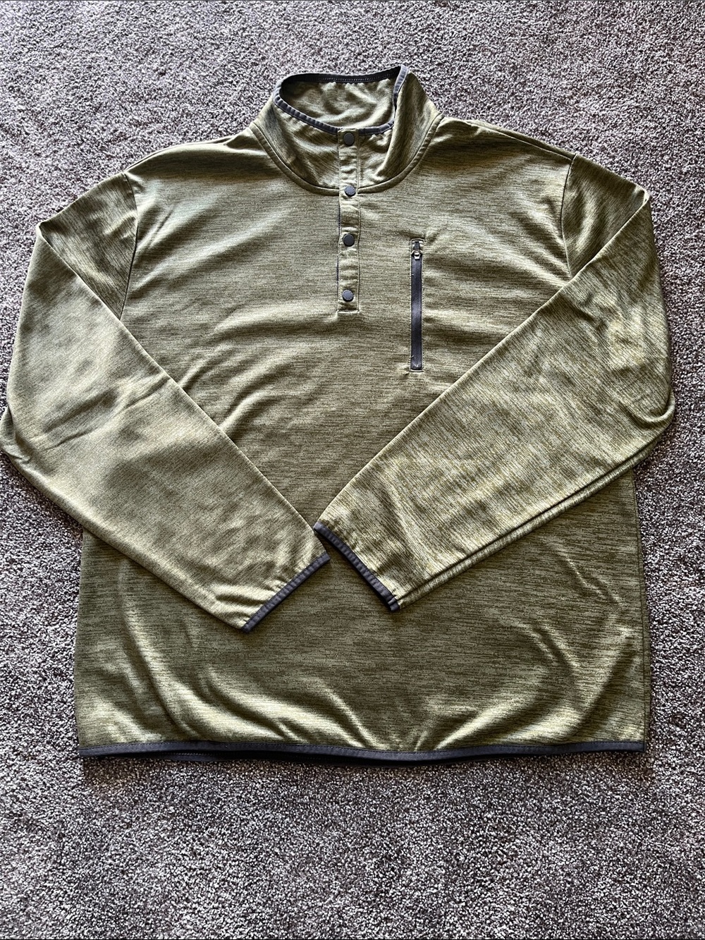 Ocean + Coast Olive Green pullover with Gray Trim